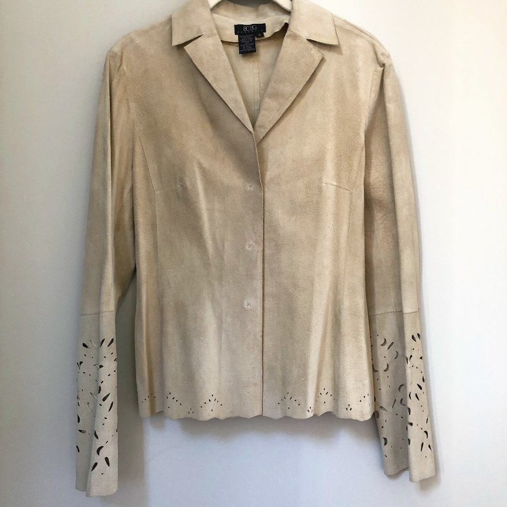BCBG Leather Laser Cut Crop Jacket